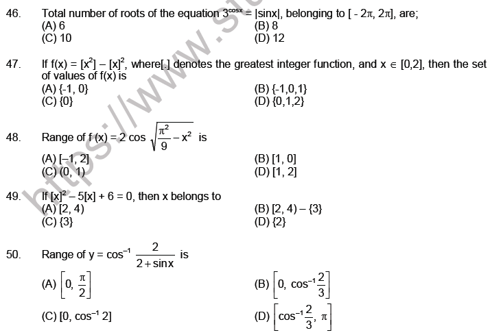 JEE Mathematics Relation And Functions MCQs Set B, Multiple Choice ...